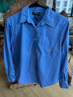 Ralph Lauren Blue Button-Down Shirt with Embroidered Pony